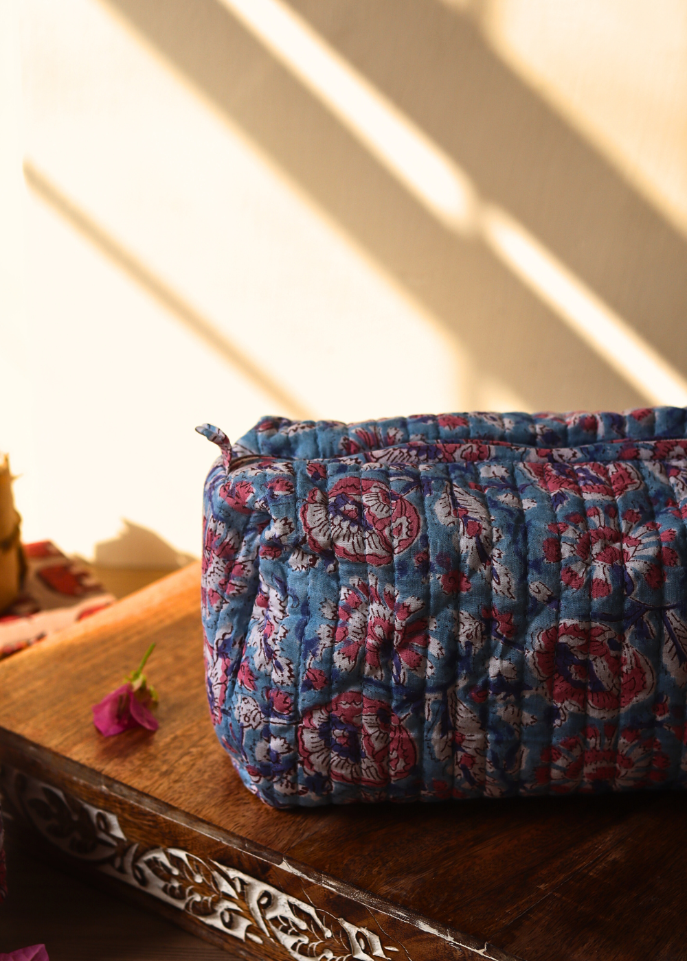 Small toiletry bag block printed