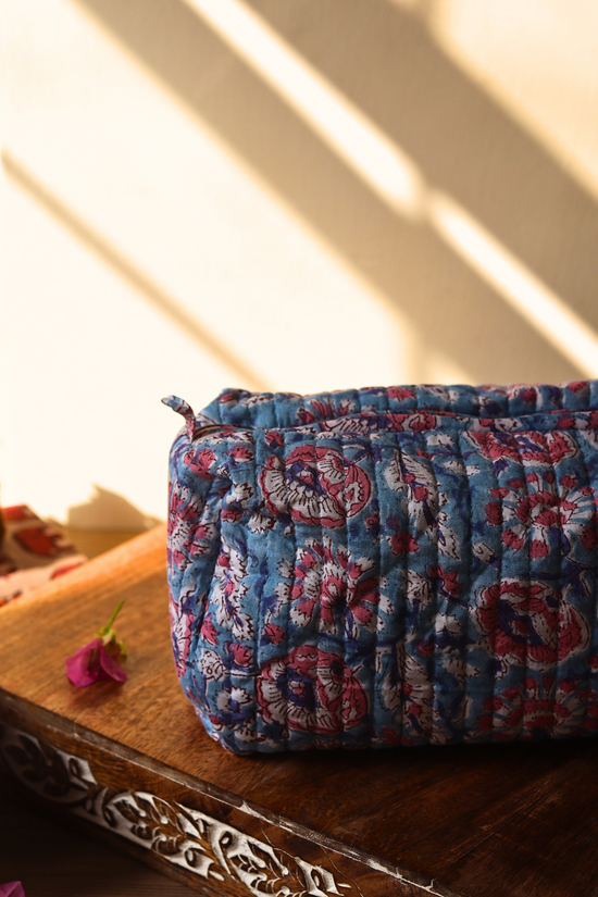 Small toiletry bag block printed