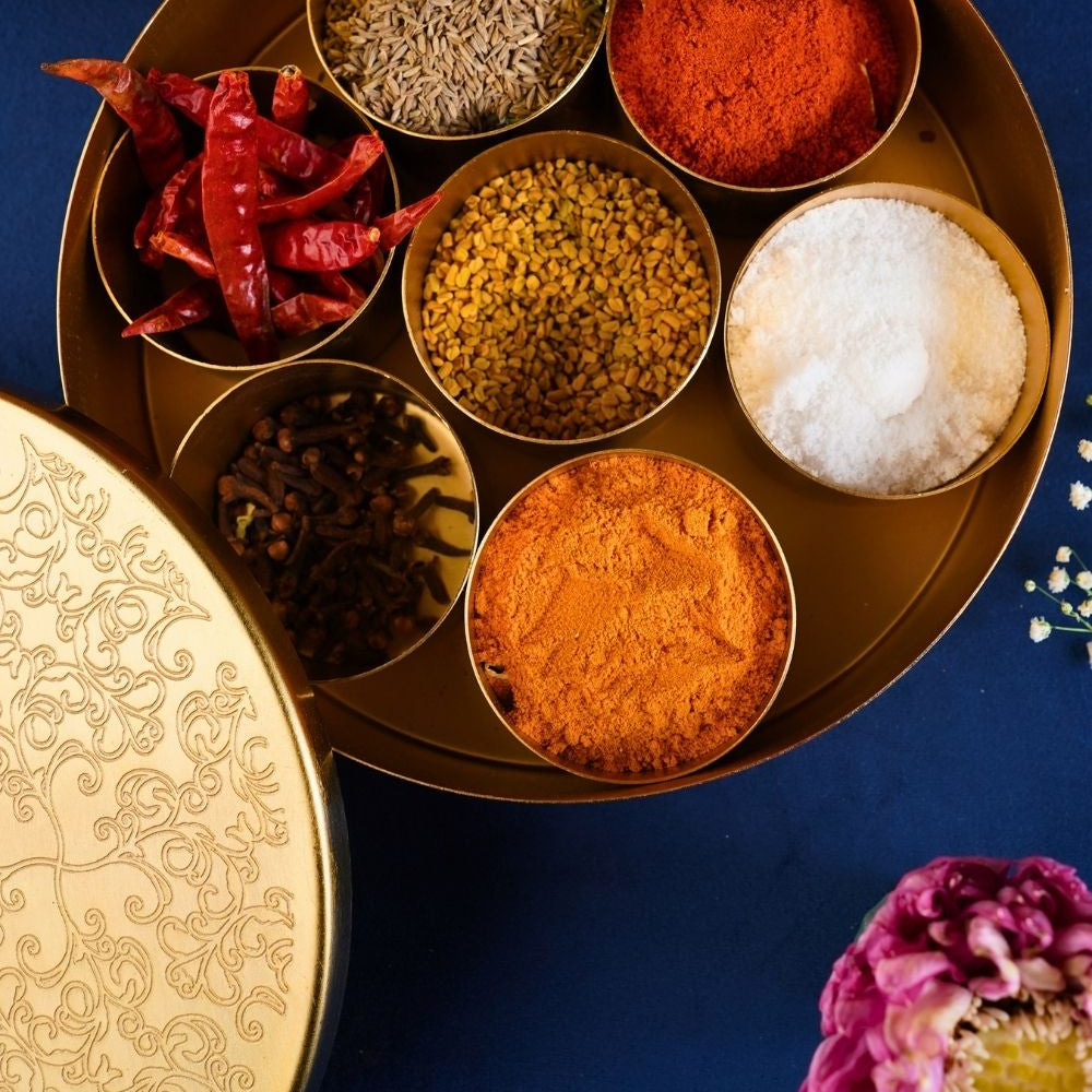 Gold Spices Box handmade in india