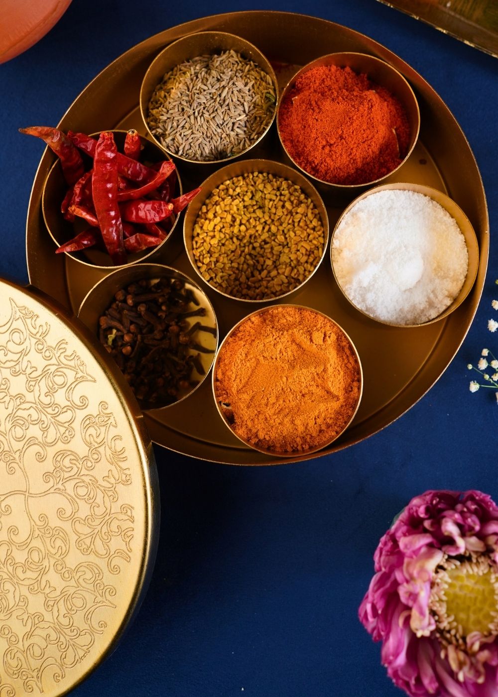 Gold Spices Box handmade in india