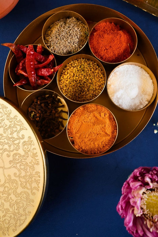Gold Spices Box handmade in india