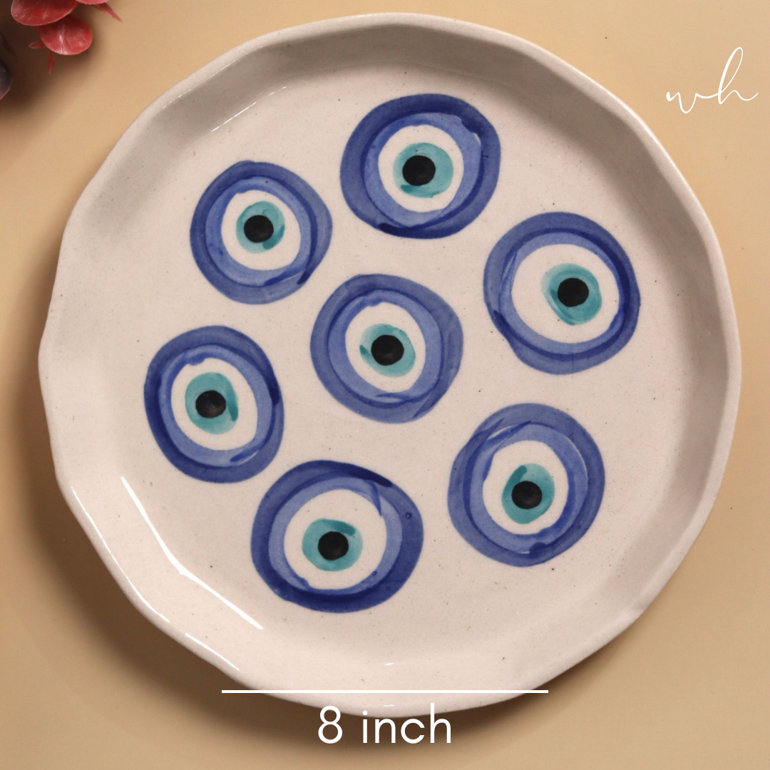 Serveware handmade ceramic evil eye plate breadth