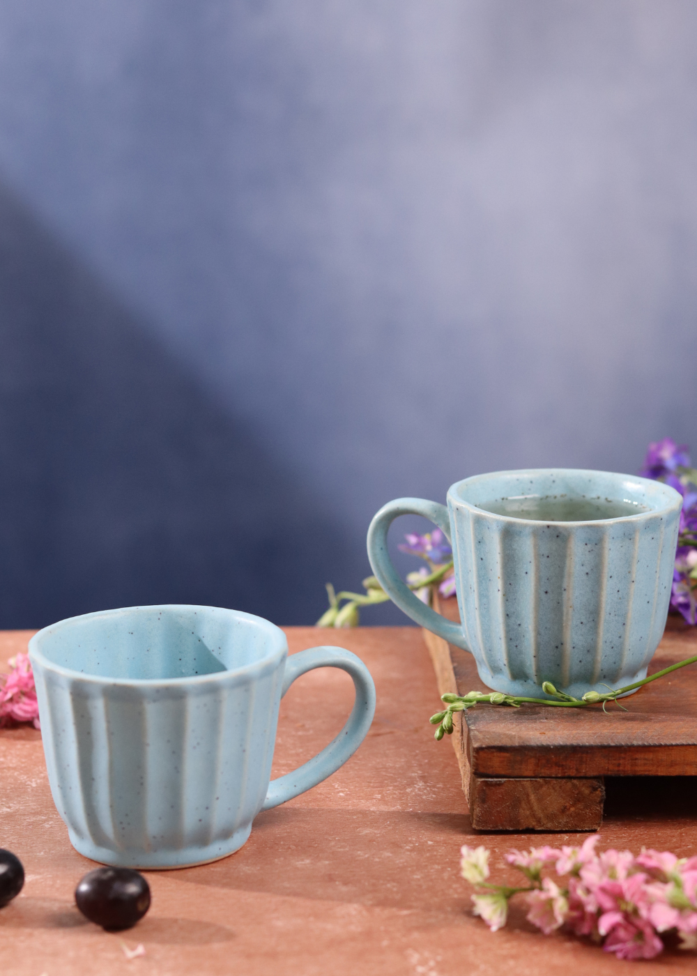 handmade Auro chai cups - sky blue ceramic 
