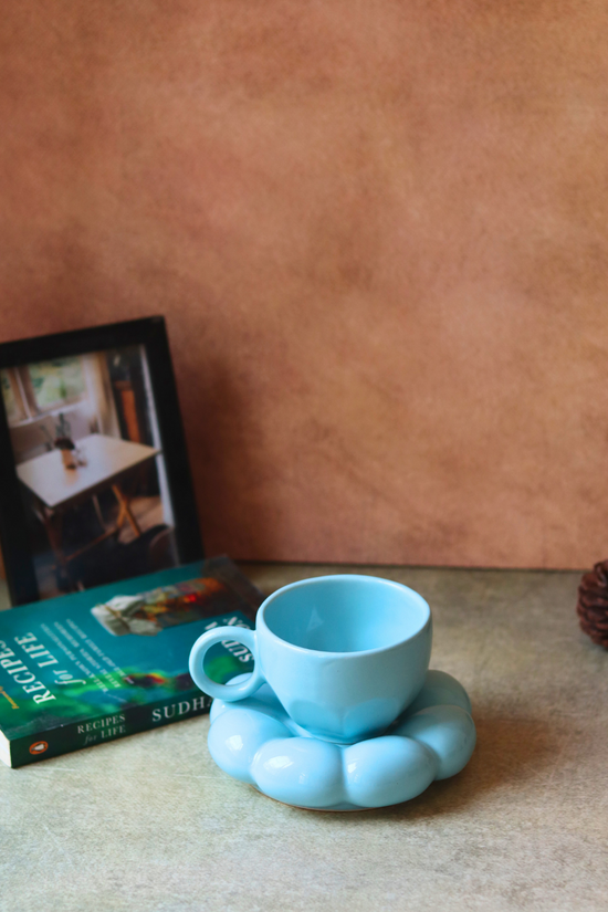 Handmade ceramic tea cup with saucer 