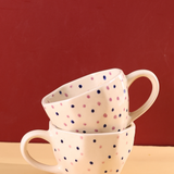 Polka print handmade coffee mugs