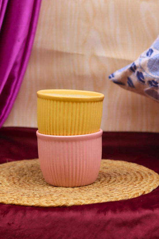Set of 2 - Mellow Pink & Sunshine Yellow Planters combo with premium quality material