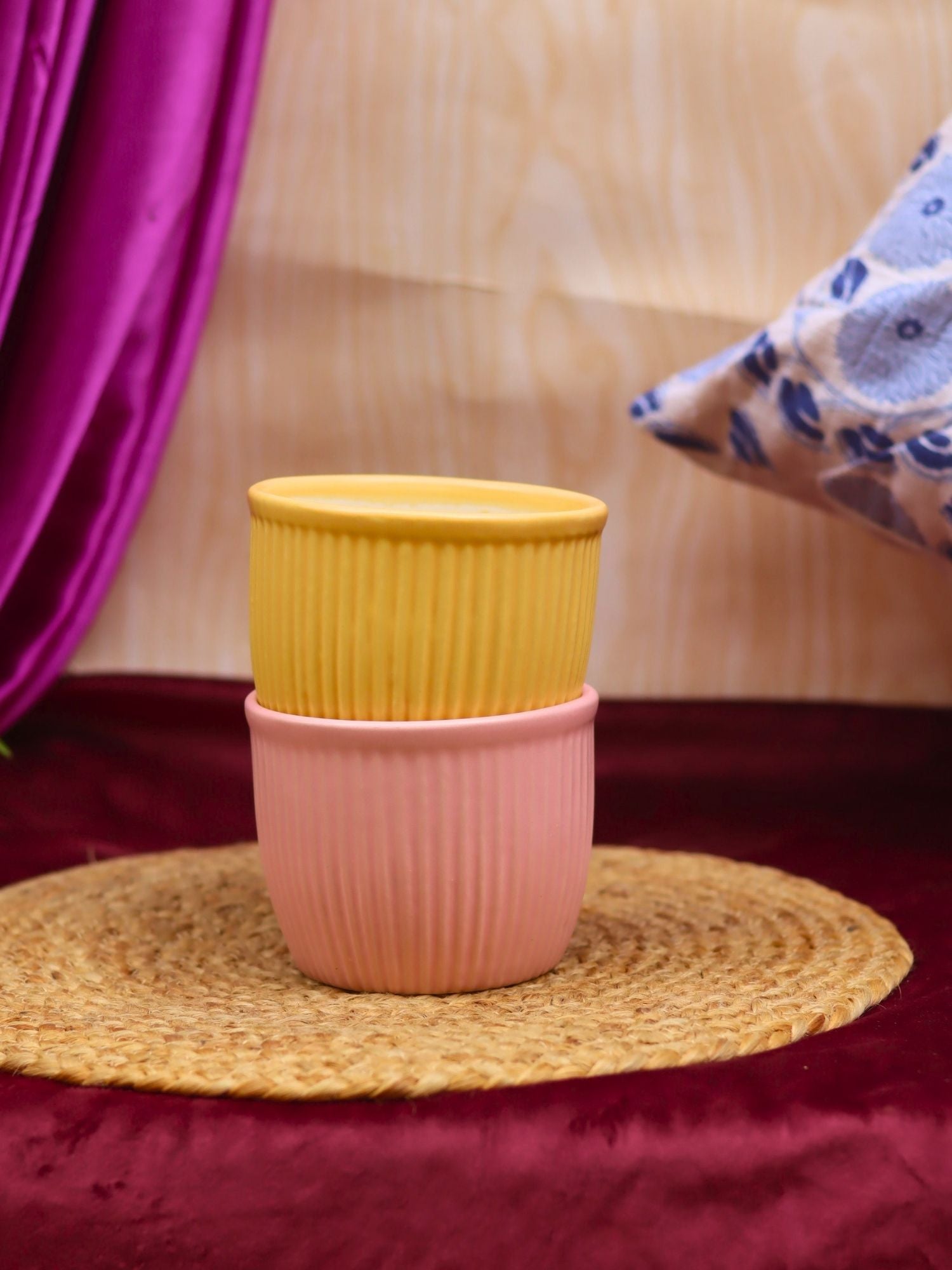 Set of 2 - Mellow Pink & Sunshine Yellow Planters combo with premium quality material