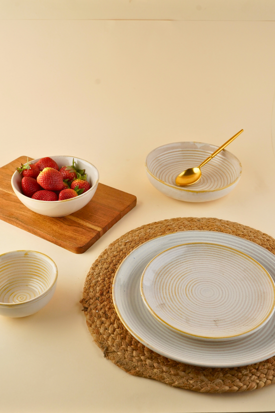 handmade Pearl white dinner set combo
