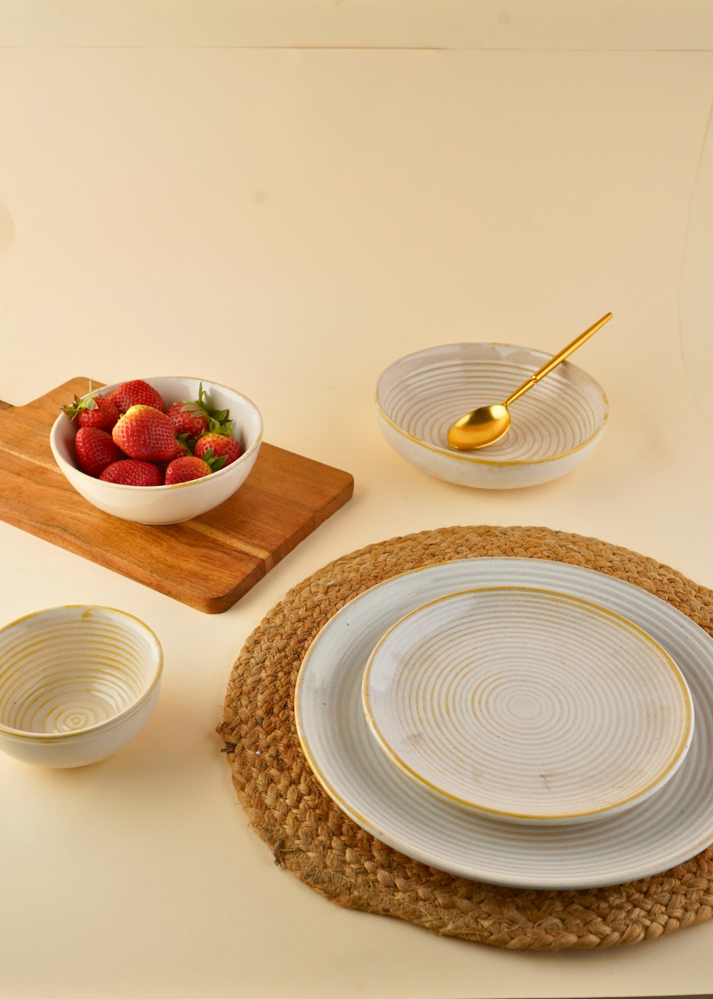 handmade Pearl white dinner set combo
