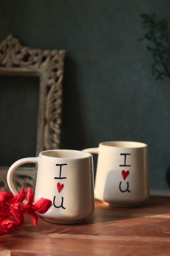 Two ceramic i heart you mugs 