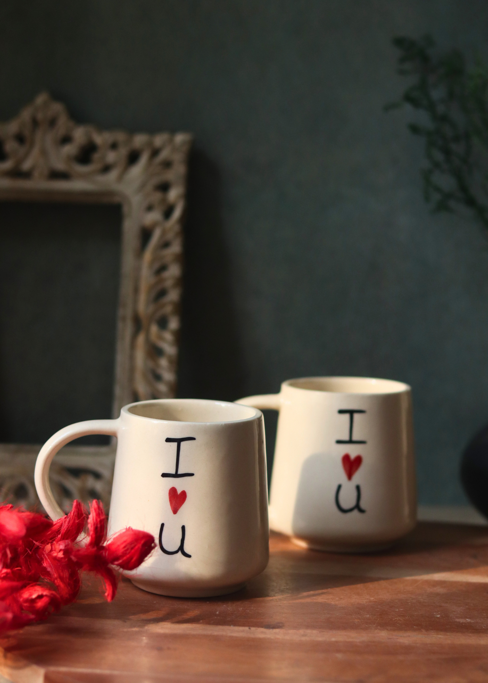 Two ceramic i heart you mugs 
