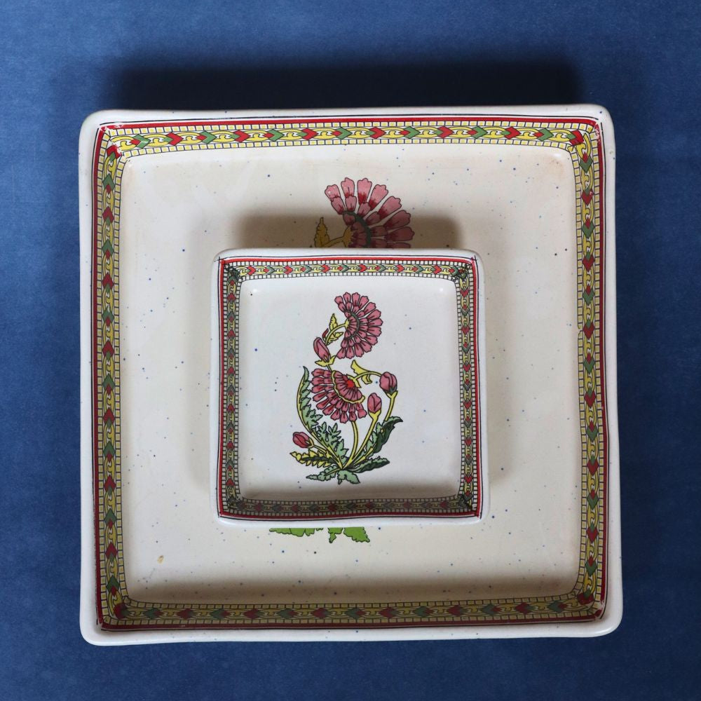 Red Motif Platter - Set of two made by ceramic