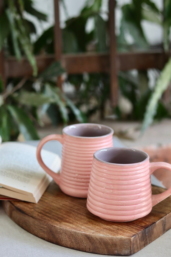 pink & grey coffee mug set of two, combo