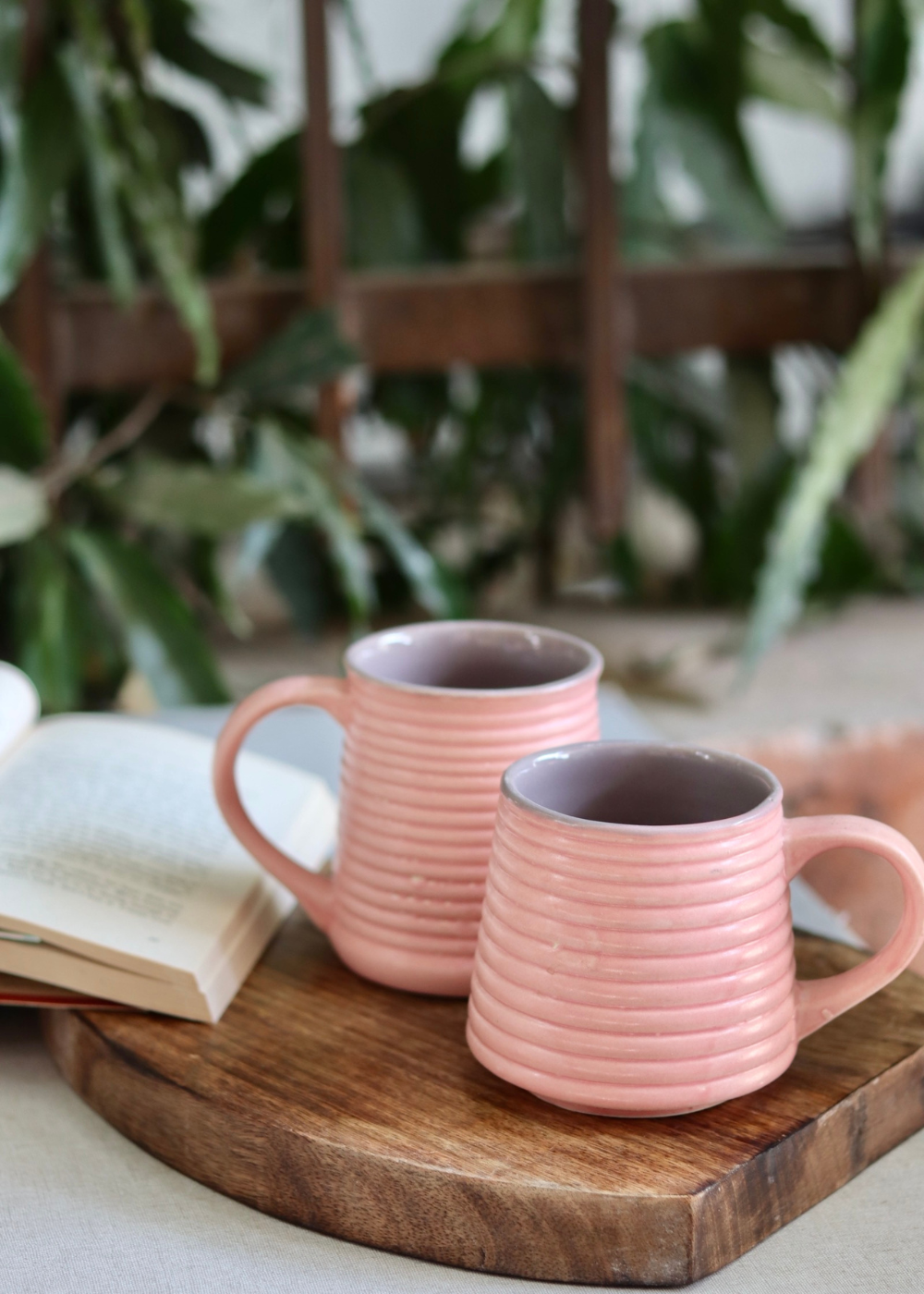 pink & grey coffee mug set of two, combo