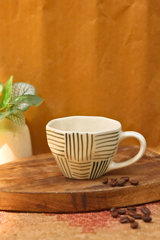 Green All Lines Mug handmade in India
