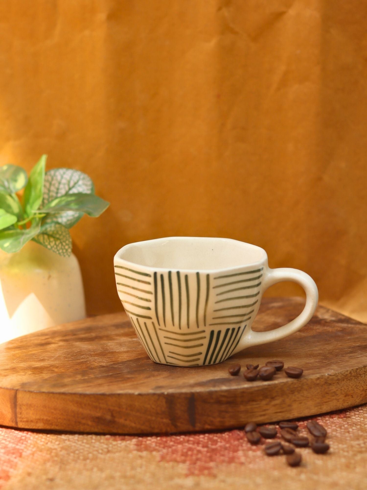 Green All Lines Mug handmade in India
