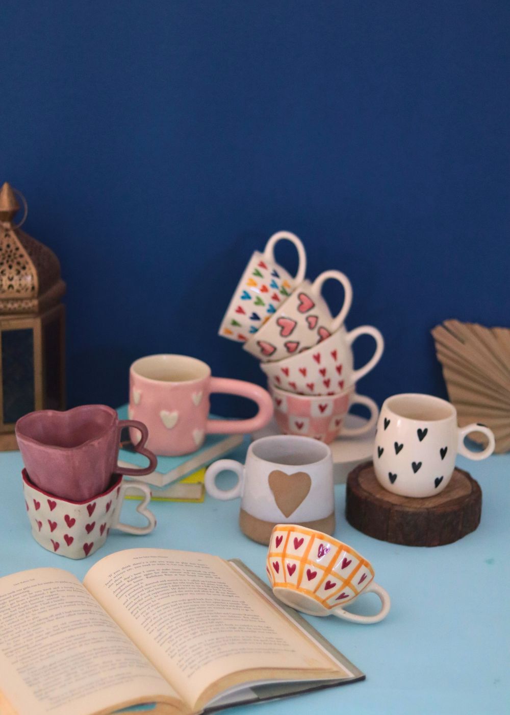 Set of 10 Sweet Heart Mugs Combo (for the price of 7) made by ceramic
