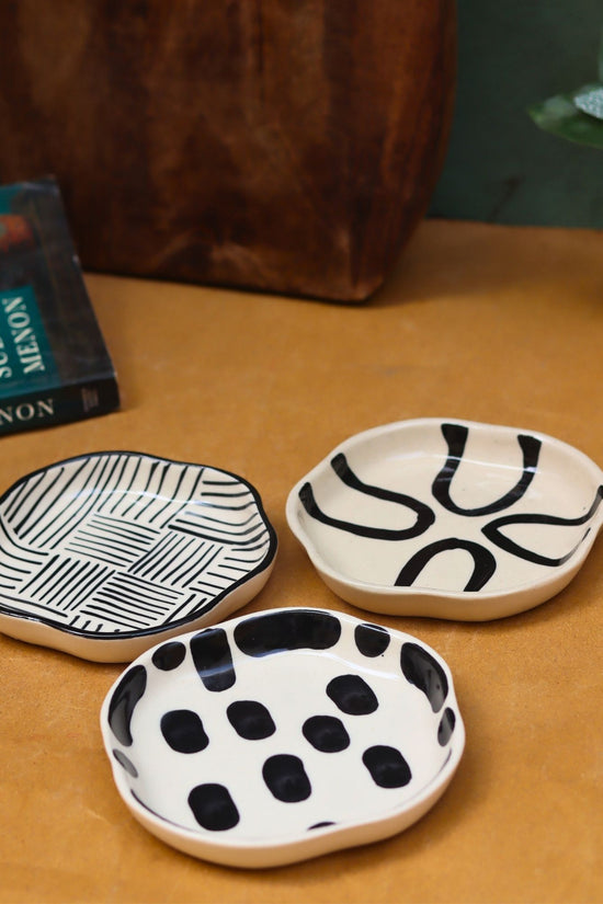 Black Block, All lines & Abstract Handmade Dessert Plate