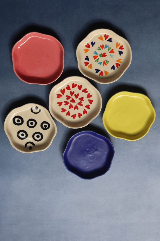handmade dessert plate with different colors