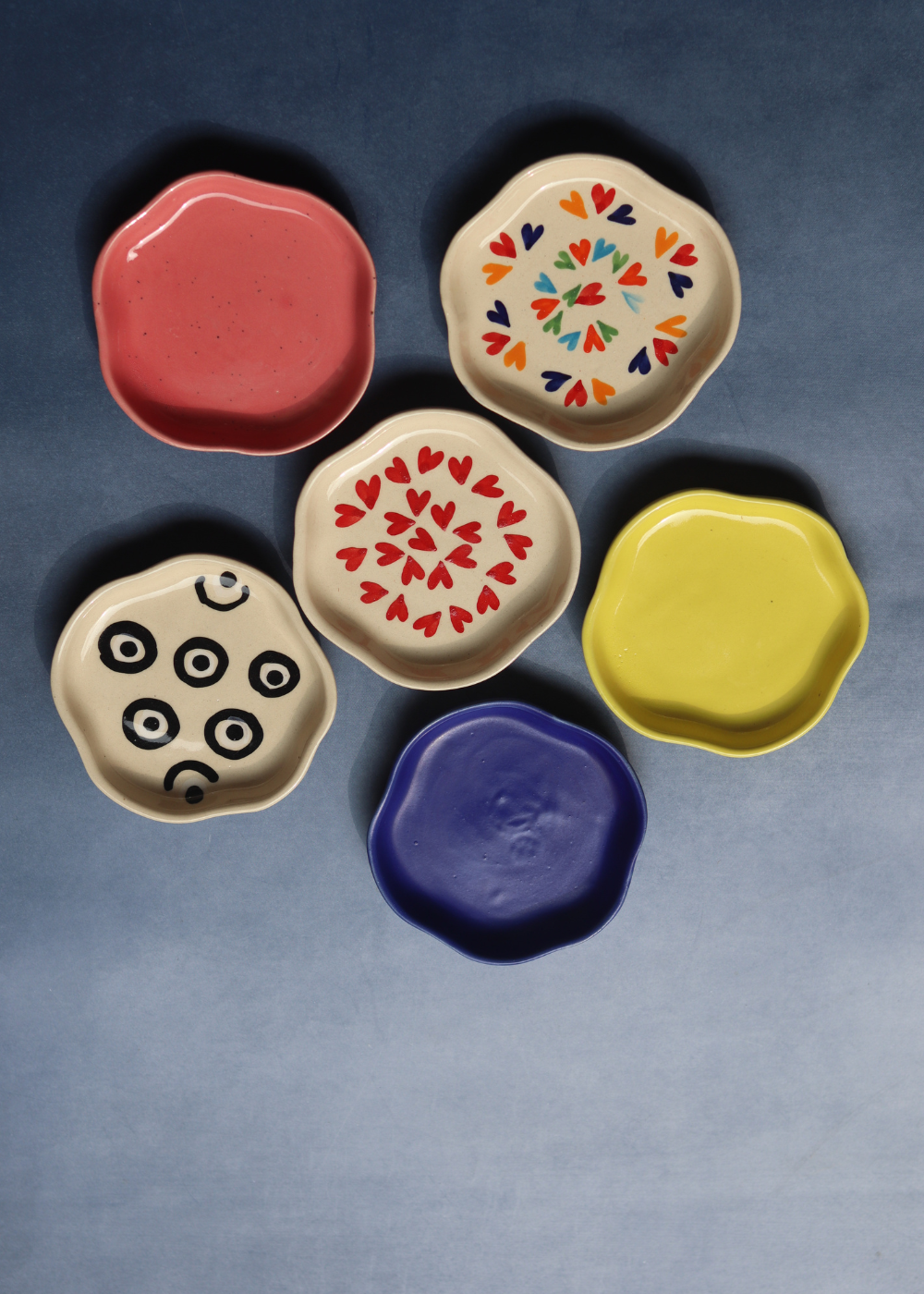 handmade dessert plate with different colors