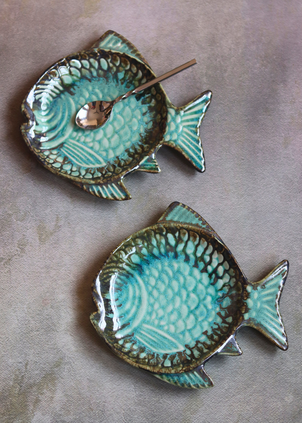 Two ceramic fish platters 