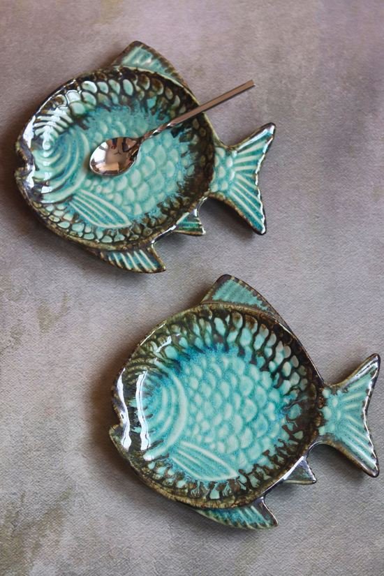 Two ceramic fish platters 
