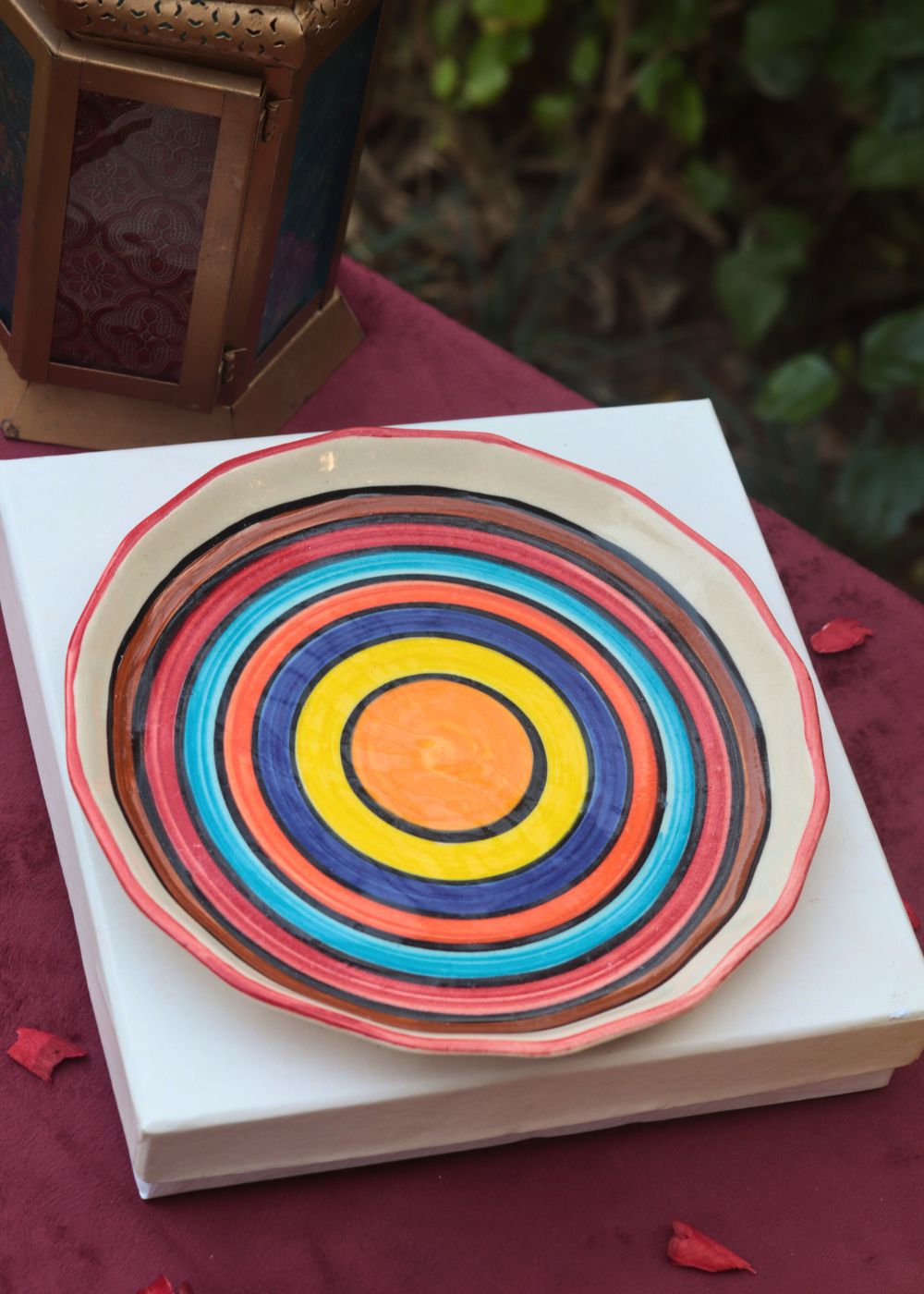 Rainbow Swirl Plate in a Gift Box handmade in india