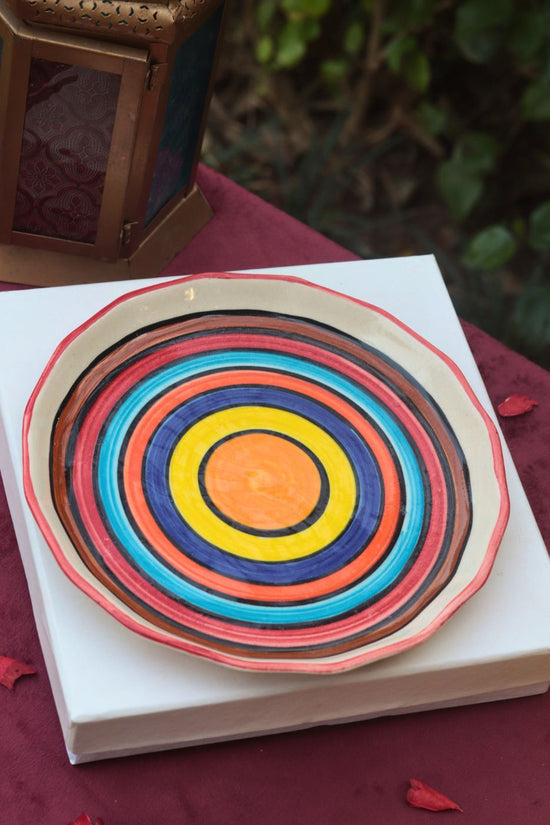 Rainbow Swirl Plate in a Gift Box handmade in india