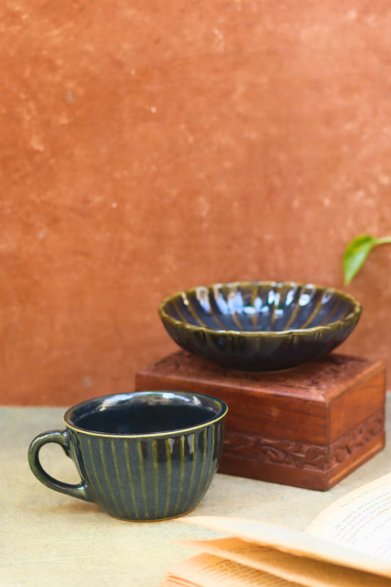 Set of 2 - Cozy Soup Cup & Blue Blossom Bowl combo with premium quality material