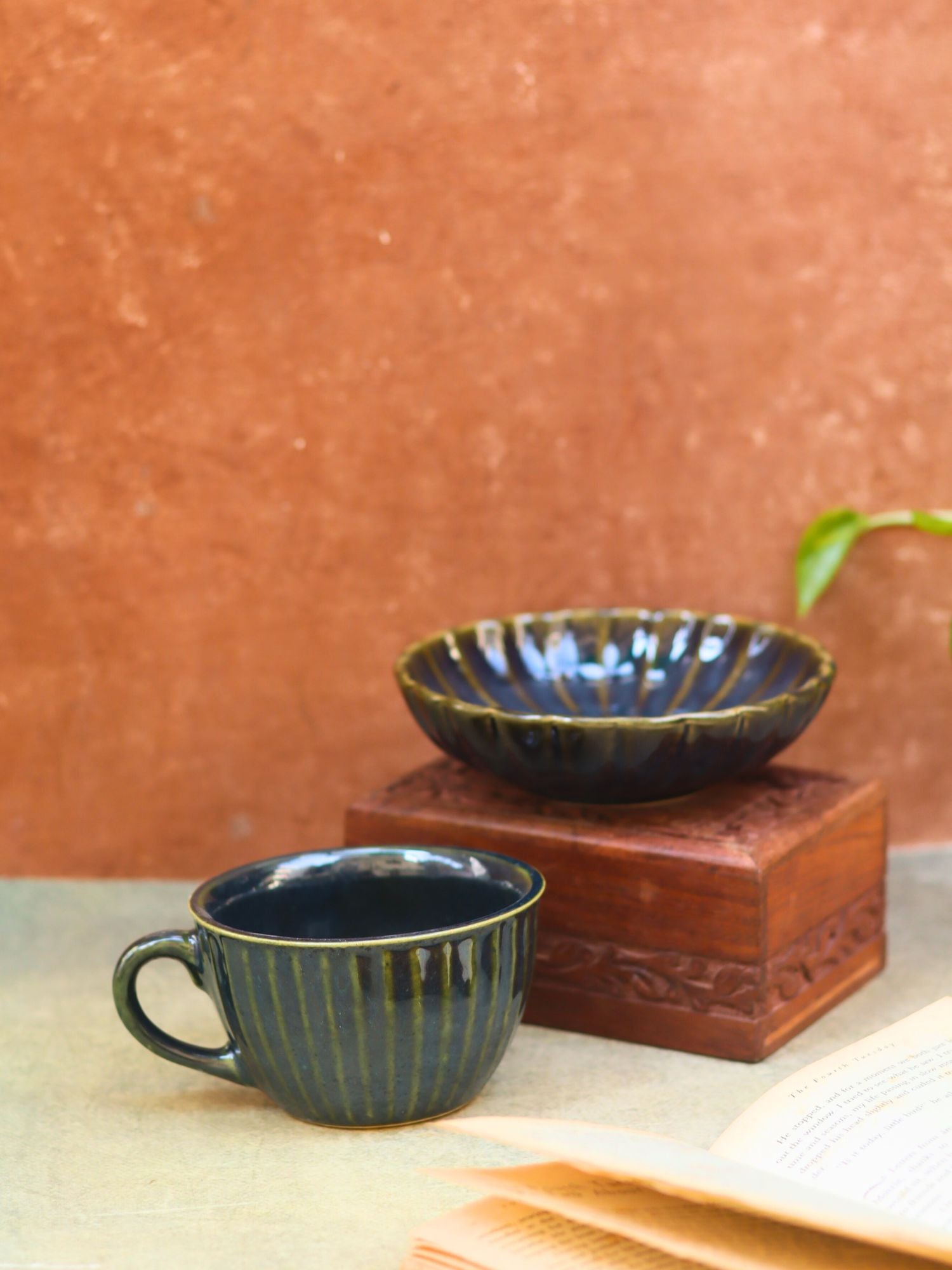 Set of 2 - Cozy Soup Cup & Blue Blossom Bowl combo with premium quality material