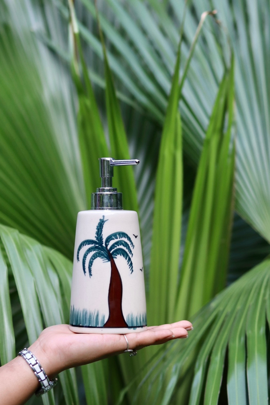 handmade palm tree soap dispenser