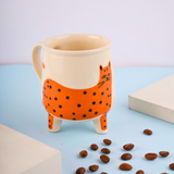 orange cat mug handmade in india