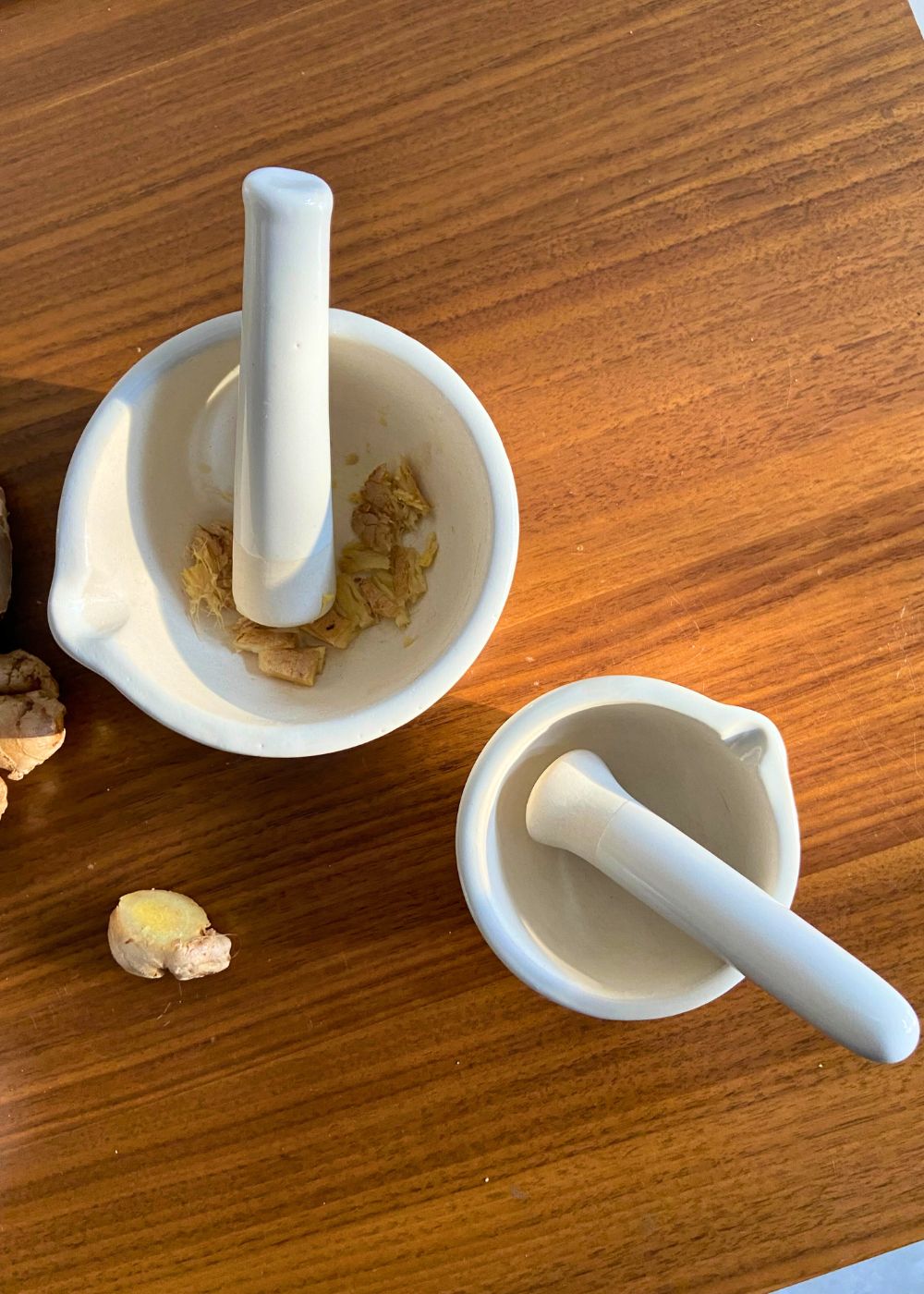 white mortar & pestle made by ceramic