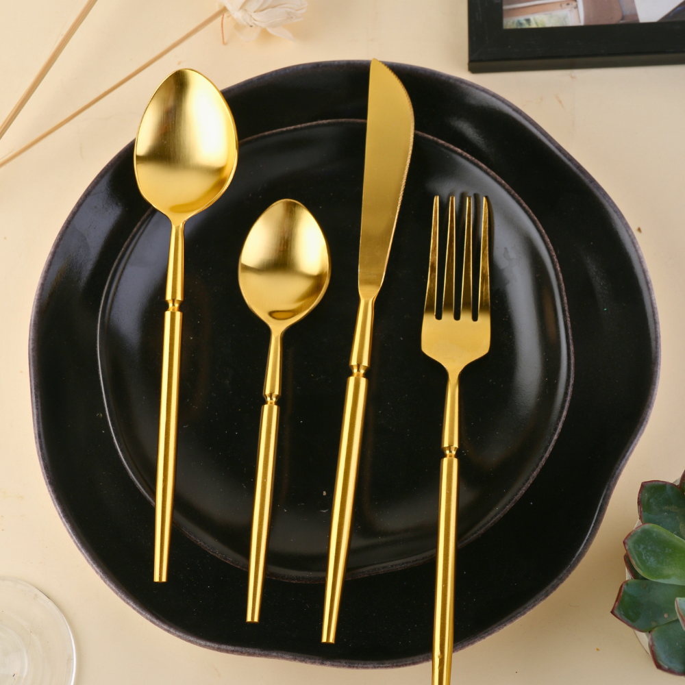 handmade golden treanquility cutlery set of 4 combo