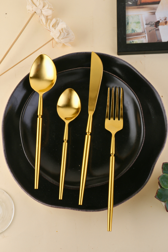 handmade golden treanquility cutlery set of 4 combo