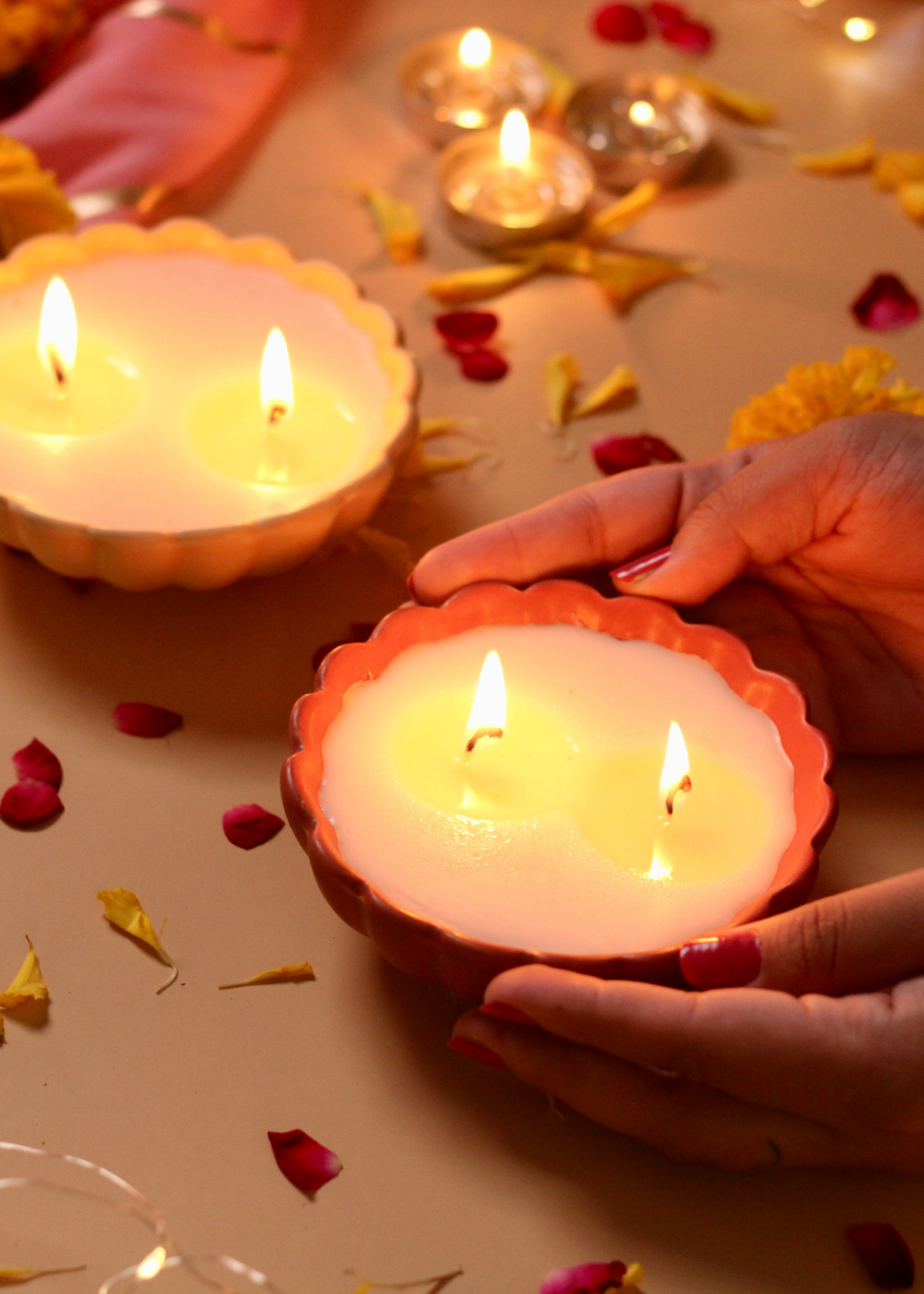 Handmade floral candle, made by ceramic 