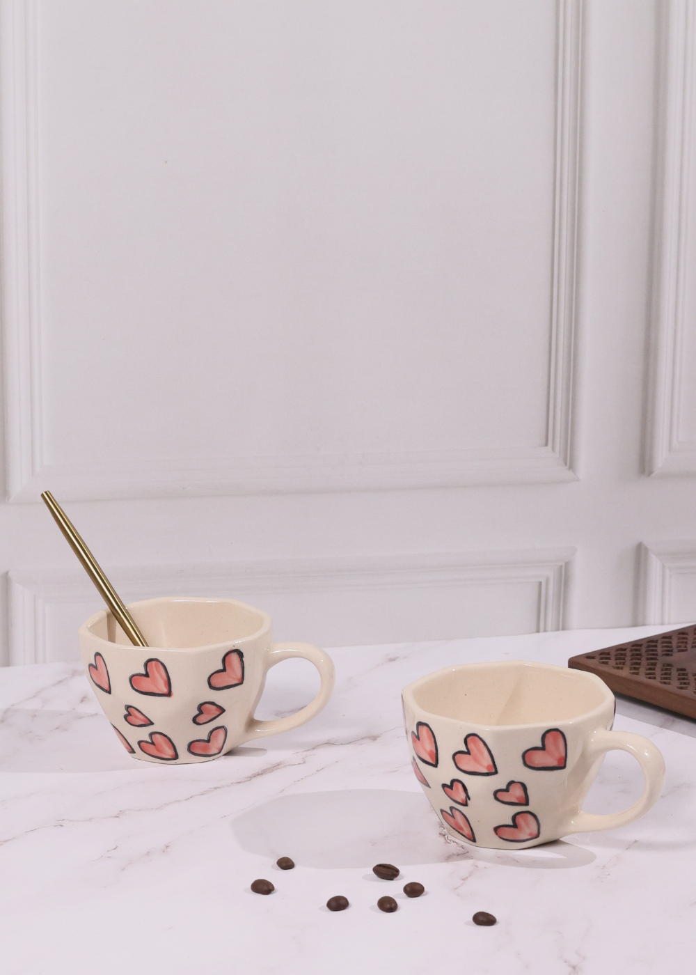 Pink heart coffee mugs 