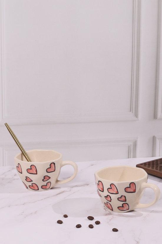 Pink heart coffee mugs 