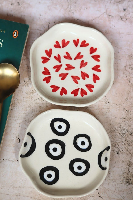 All heart & Evil Eye handmade dessert plate