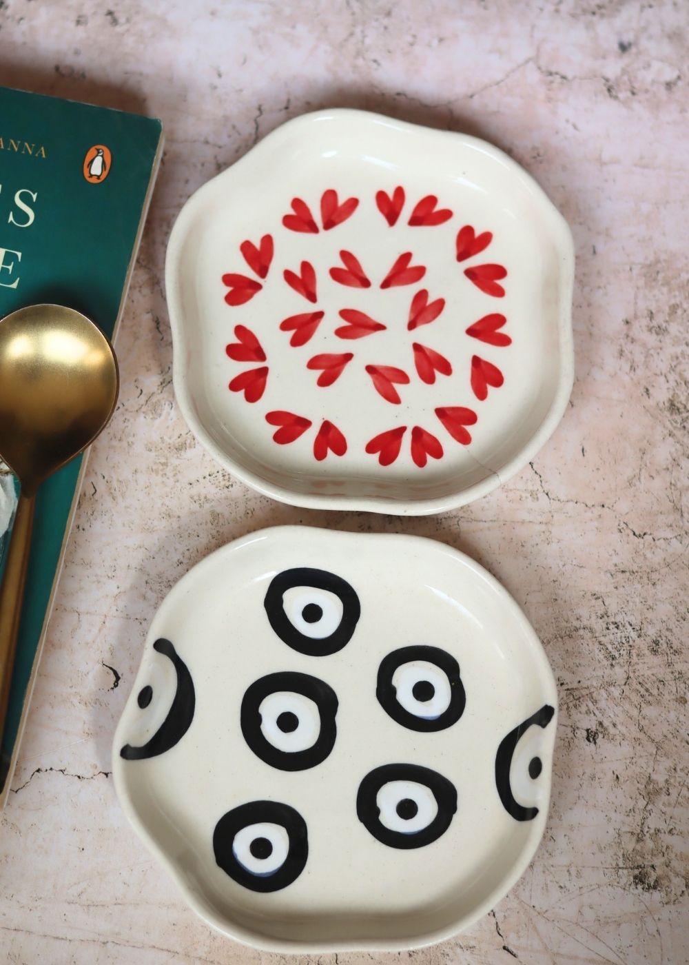 All heart & Evil Eye handmade dessert plate