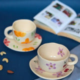 Floral Bloom & Cherry Fields Cup & Saucer handmade in india