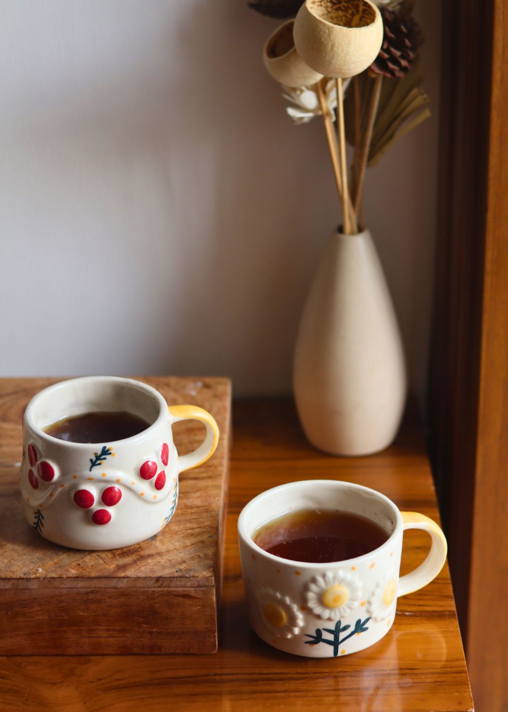 sunflower & Cherry  Mugs made by ceramic 