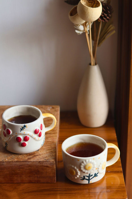 sunflower & Cherry  Mugs made by ceramic 