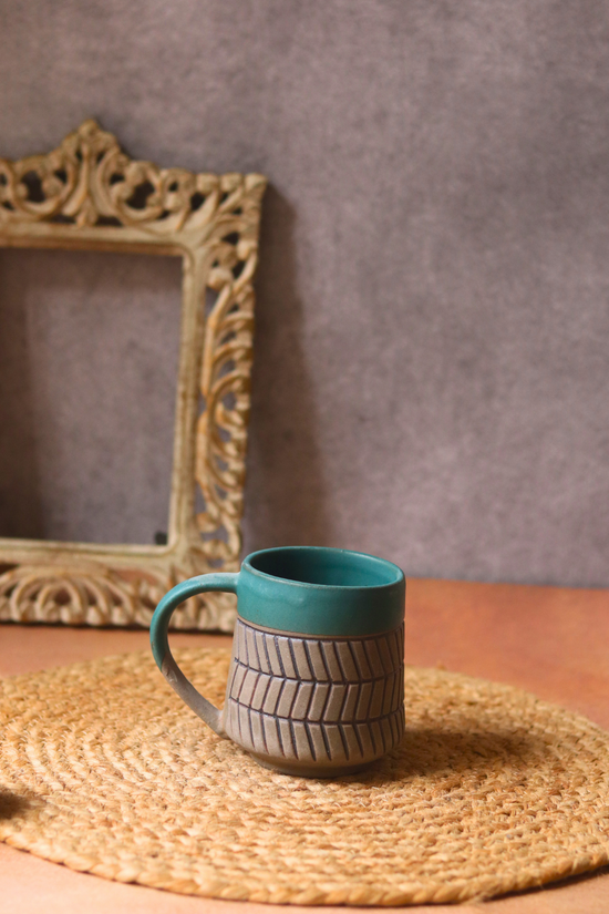 Ceramic Teal Chevron Mug 