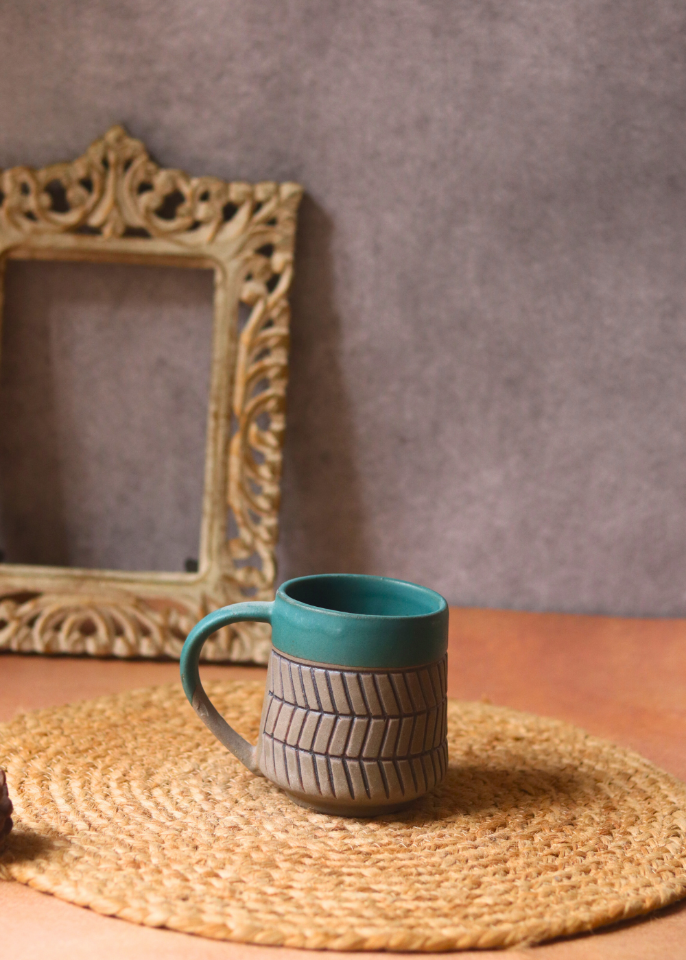 Ceramic Teal Chevron Mug 