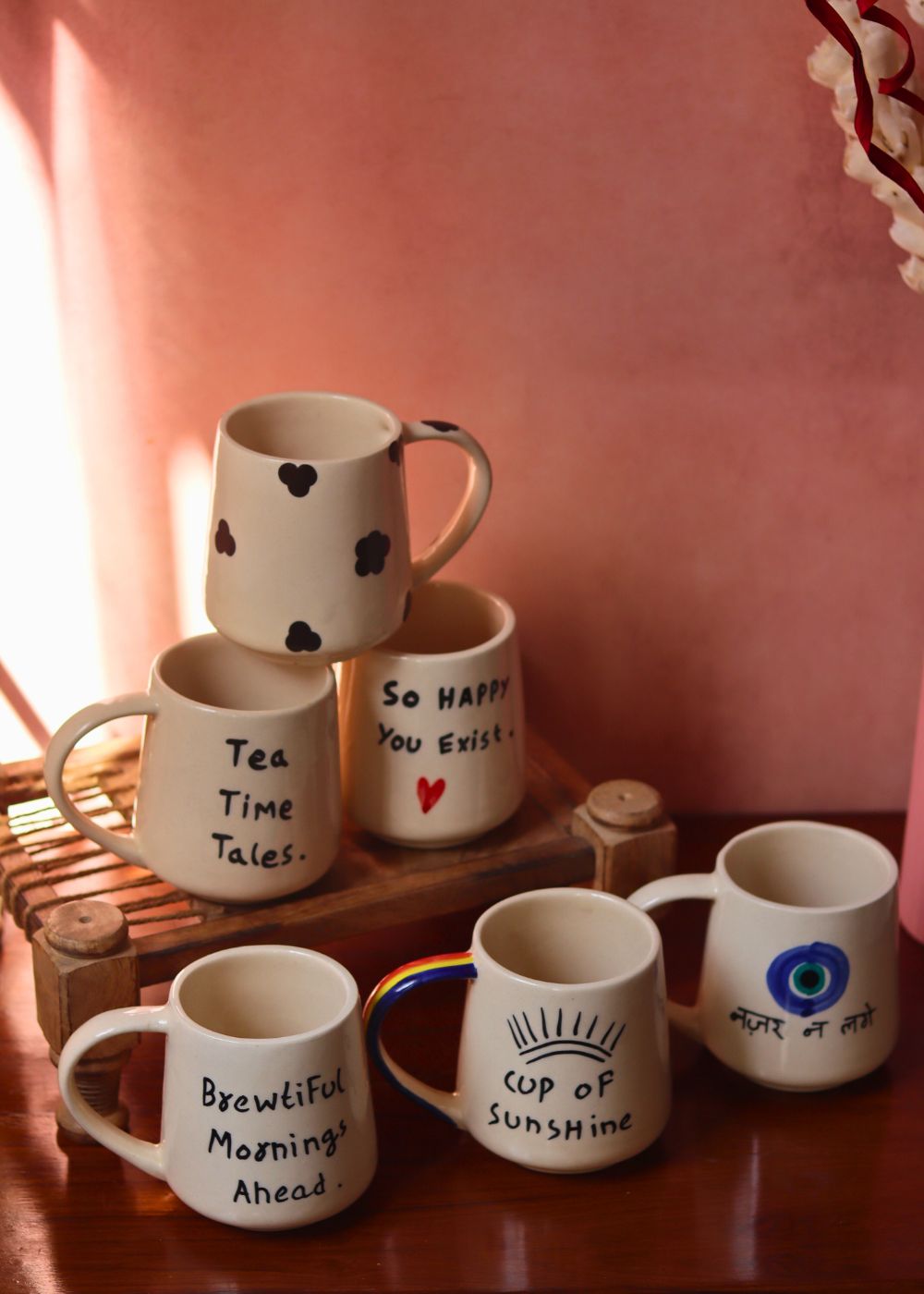 handmade quoted mugs