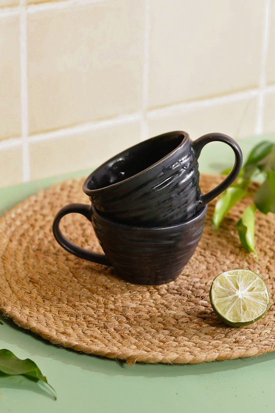 handmade black twirl coffee mug 