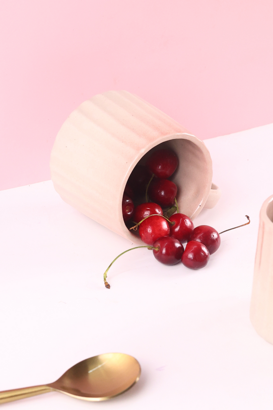 Pink ombre coffee mug with cherries