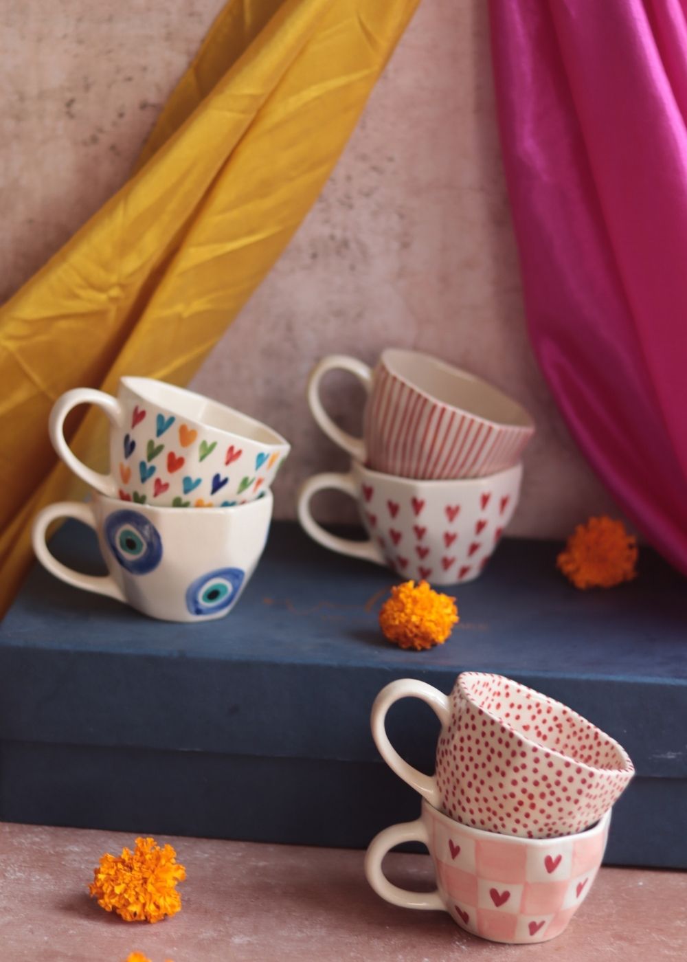 Set of 6 Red & White Hotselling Mugs (for the price of 5) Diwali Gift Box premium quality gift hamper