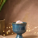 handmade metallic blue ice cream goblet
